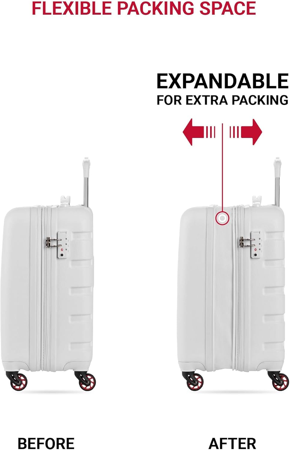 SwissGear 7366 Hardside Expandable Luggage with Spinner Wheels, White, Carry-On 19-Inch