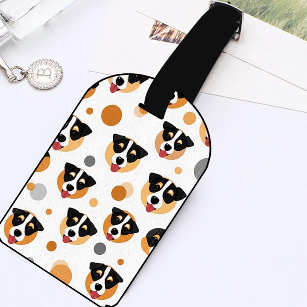 Dog Puppy-Pembroke Welsh Corgi Face Tri-Color Luggage Tag Leather Travel Bag Label Suitcase Luggage ID Tag - 1 pack
