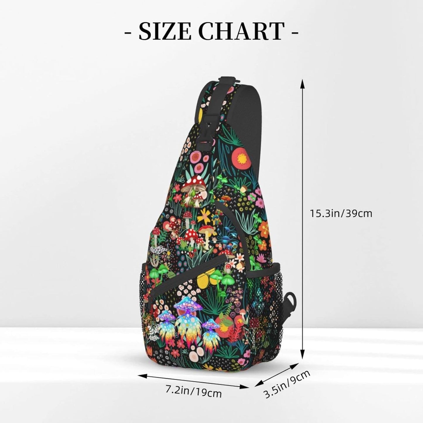 Mushroom Sling Bag Travel Crossbody Bag Chest Daypack Hiking Shoulder Bag For Men Women
