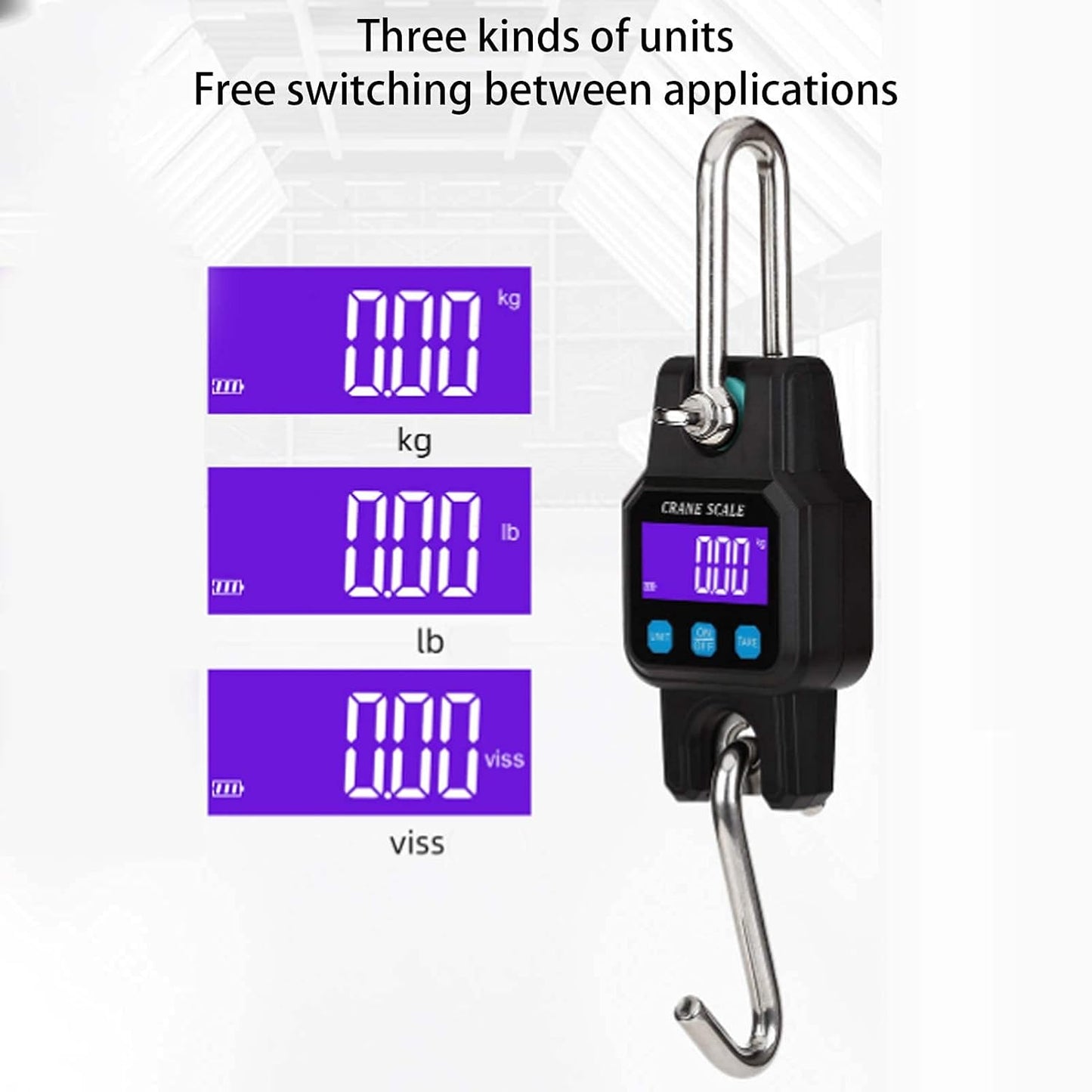 Digital Crane Scale 300kg/600lbs with LED Handheld Mini Hanging Scale for Garage Farm Hunting Fishing Etc(300kg/Plastic Shell)