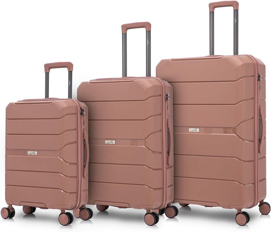 3-piece Set of Four-wheel Hardshell Travel Luggage with 100% PP Material, Embedded Password Lock, Silent Universal Dual Spinner Wheel, 20 Inches/24 Inches/28 Inches