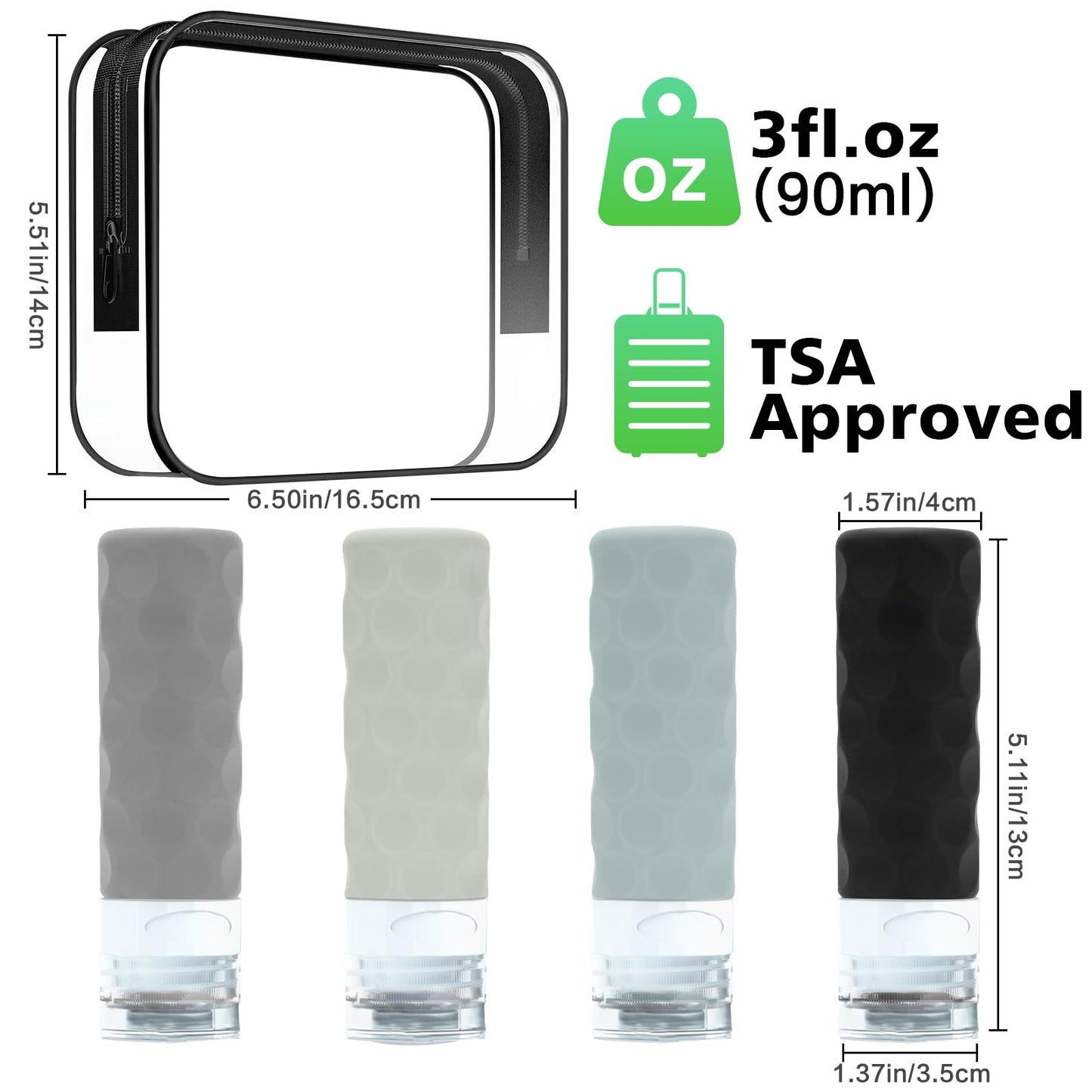 Silevoler Travel Bottles for Toiletries, Silicone Travel Size Containers