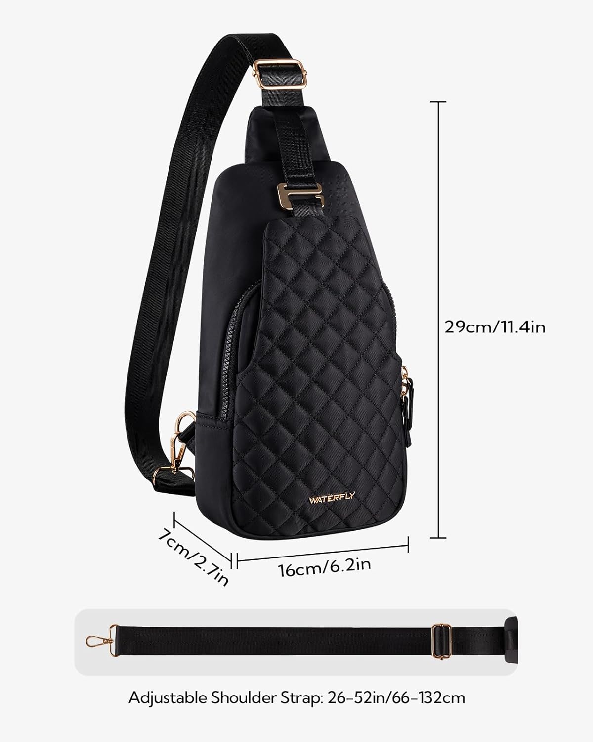 WATERFLY Small Crossbody Sling Backpack: Fashion Chest Crossbody Bag for Women Men Anti Theft Stylish Casual Daypack Trendy Travel Bags-Black