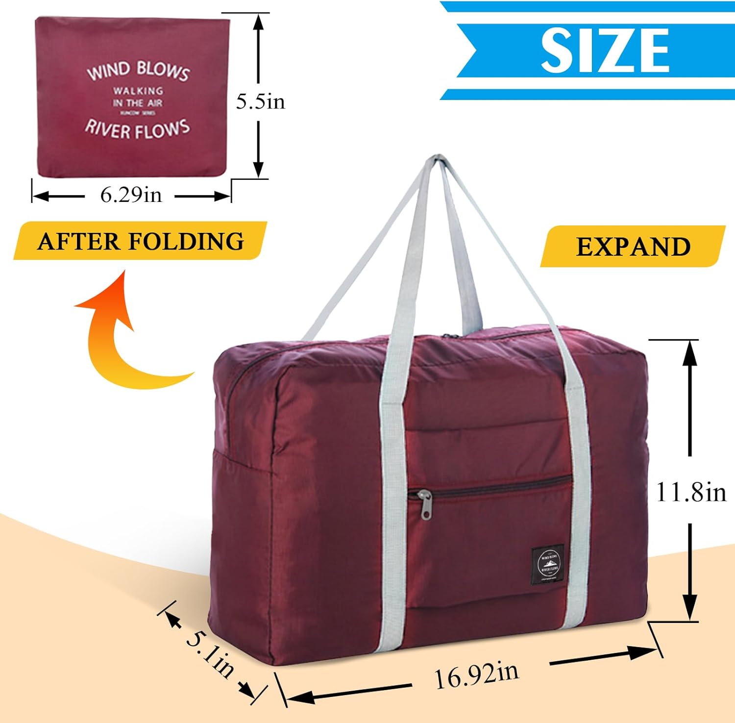 Foldable Travel Duffel Bag 2PCS Tote Carry on Luggage Bag Spirit Airlines Personal item Sports Gym
