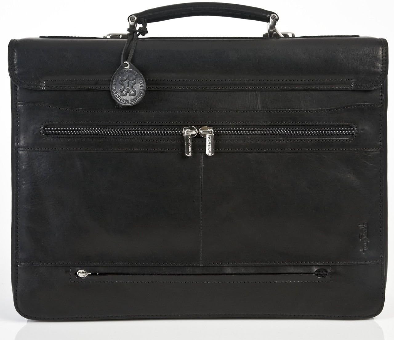 Tony Perotti Mens Italian Cow Leather Bella Russo Double Compartment Leather Laptop Briefcase