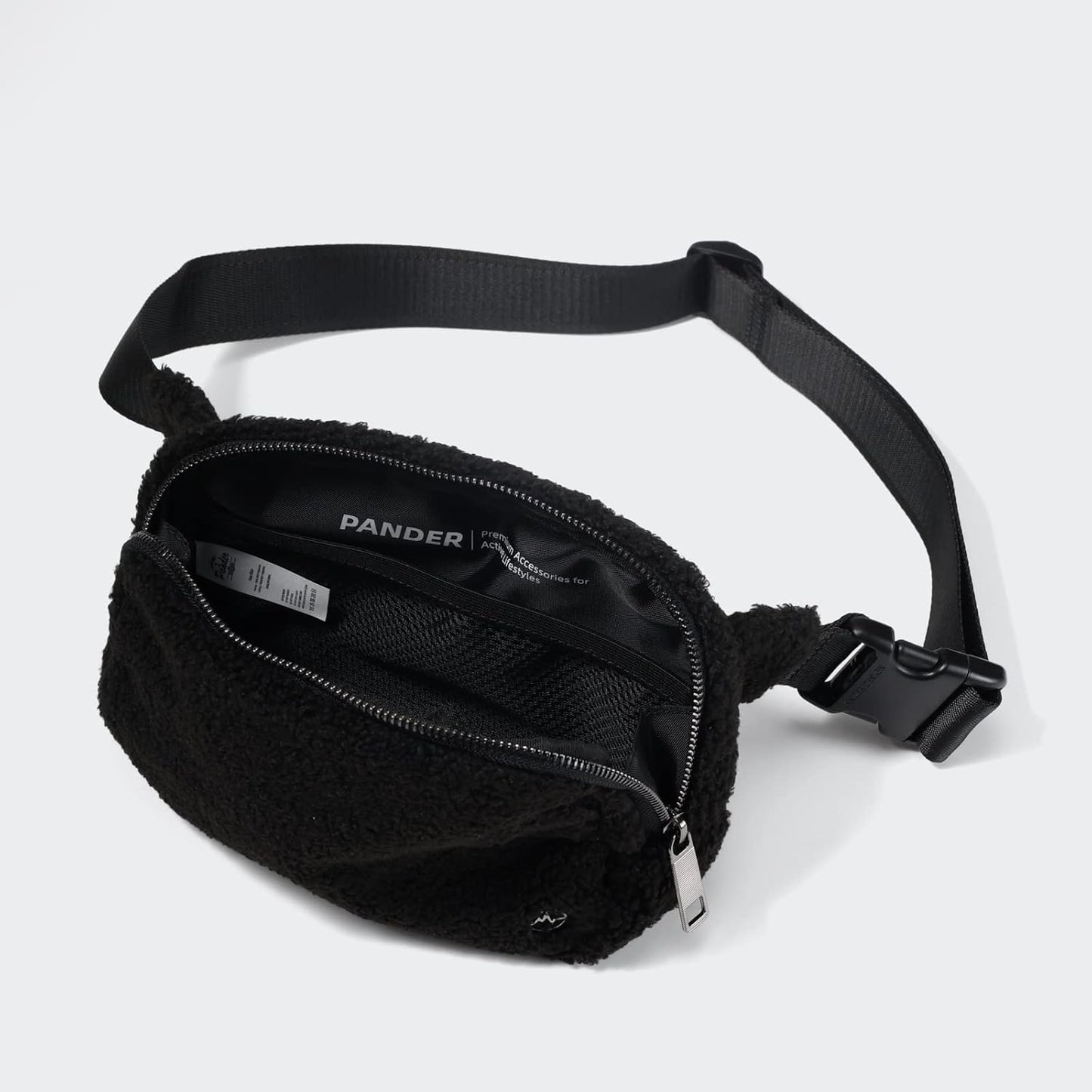 Pander Large 2L Fanny pack Everywhere Fleece Belt Bag for Women and Men with Adjustable strap Belt. (Black)