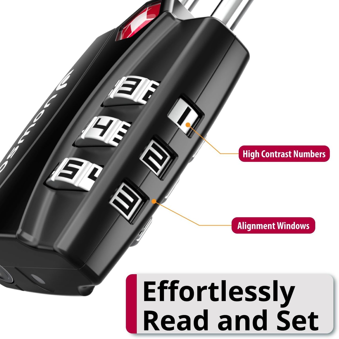 Fosmon TSA Approved Locks for Luggage. Suitcase Locks with Open Alert Indicator, 3 Digit