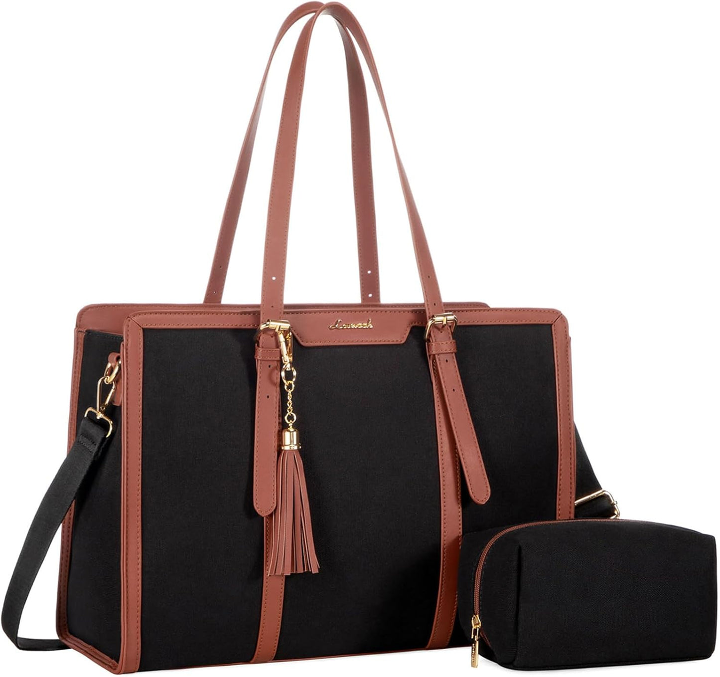 LOVEVOOK Laptop Bag for Women 15.6 inch Lightweight Canvas Laptop Tote Bag, Large Capacity Computer