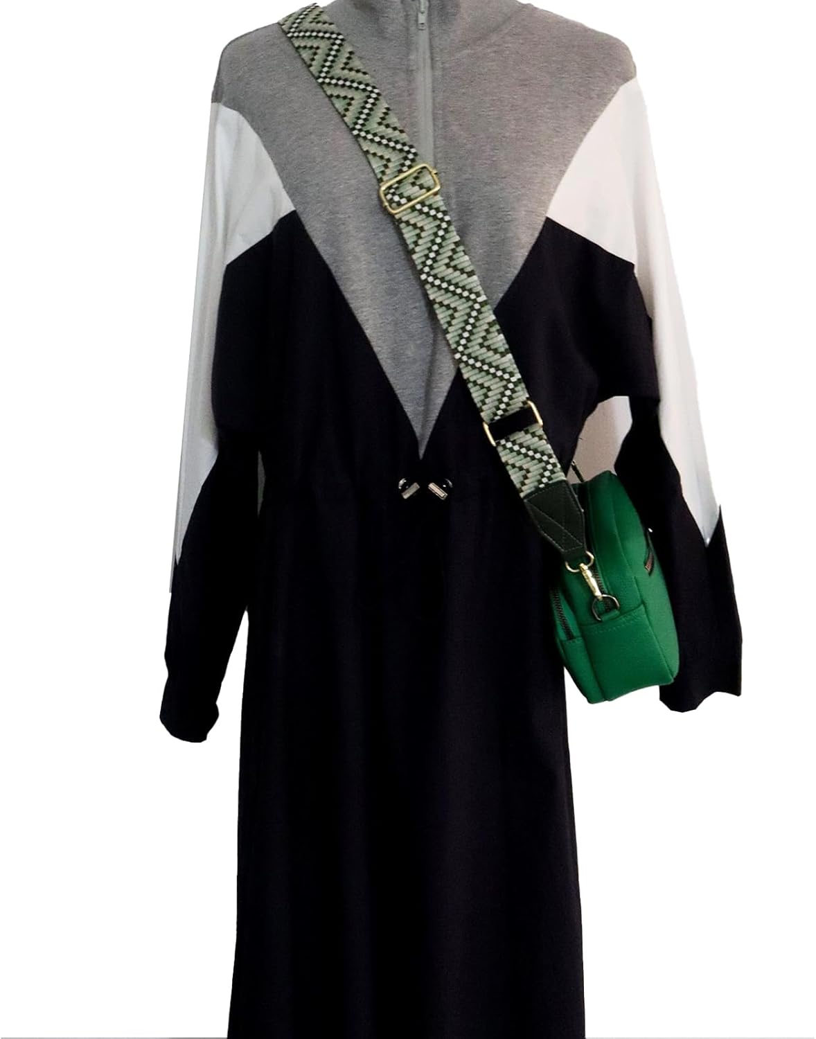 Adjustable Purse Strap with Green Leather End - 1.5" Wide Handbags, Camera, Guitar, Phone &