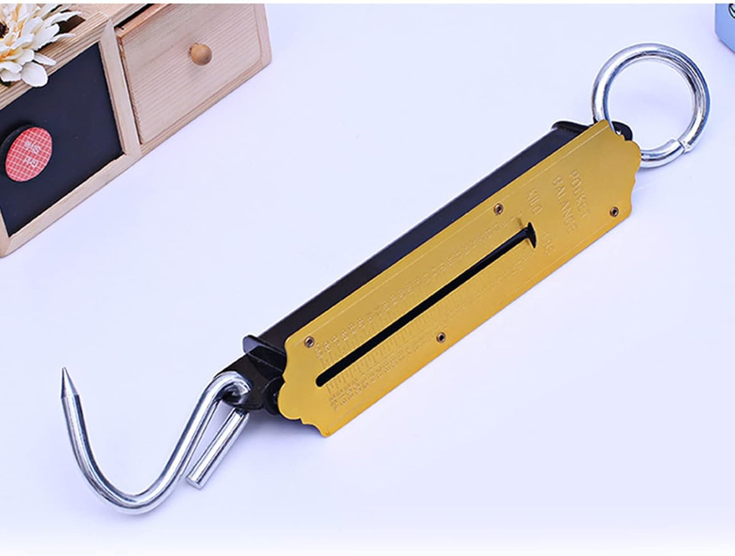 Spring Scale Fishing Scale with Marking Scale Hanging Hook Scale Portable Mechanical Luggage Scale 12/50kg for Household Yellow