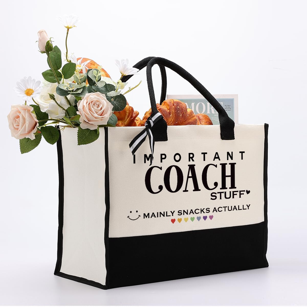 EDCTO Coach Gift - Cute Canvas Tote Bag, Reusable Shopping Bag for Women Coach, Teacher, Leader