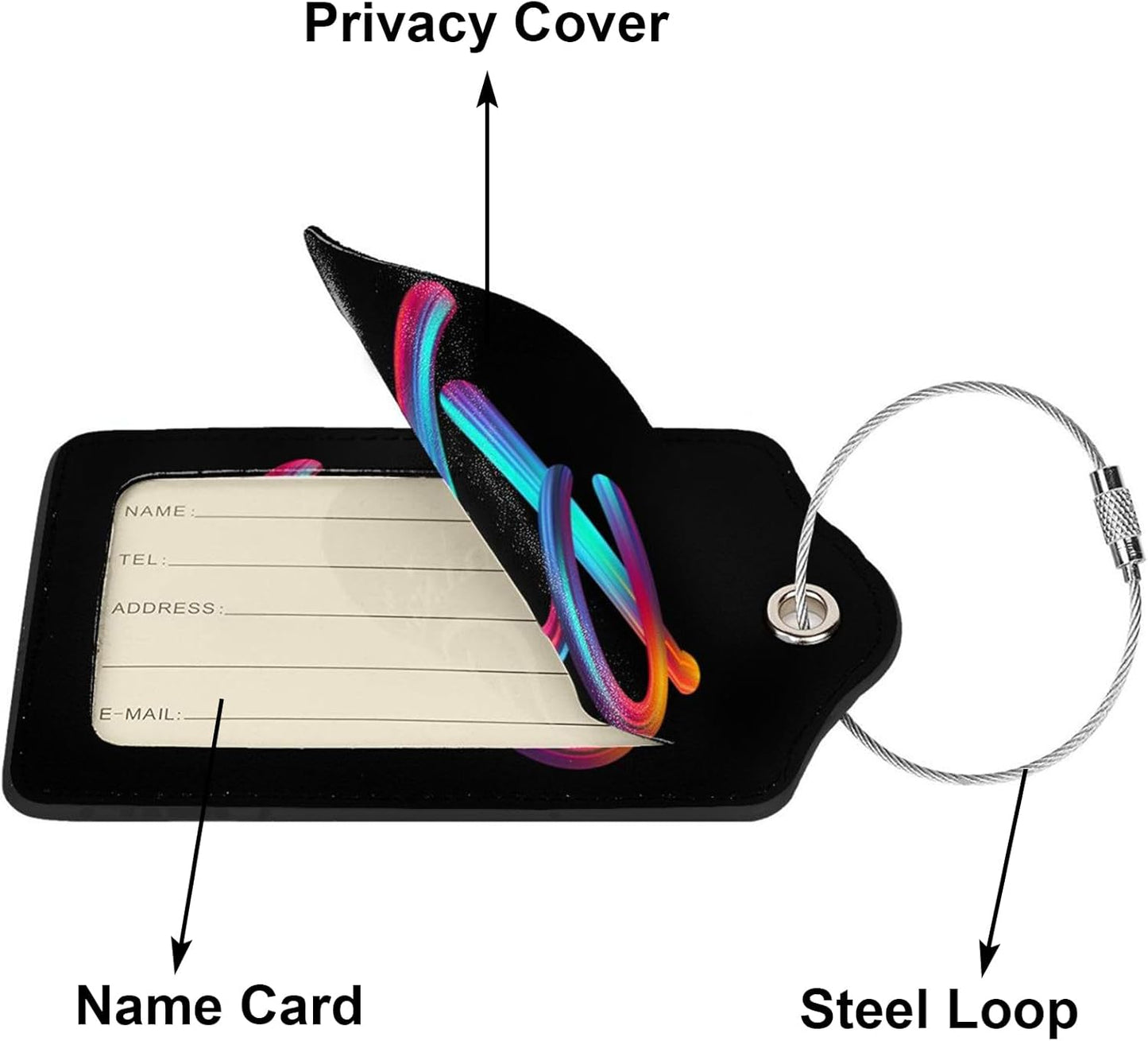 2 Pack Initial Luggage Tags for Suitcase, Colorful Letter Design Cruise Name Bag Tags, Novelty Baggage Identifiers with Full Privacy Cover, Leather ID Label for Women Men Kids Travel, Rainbow Letter B