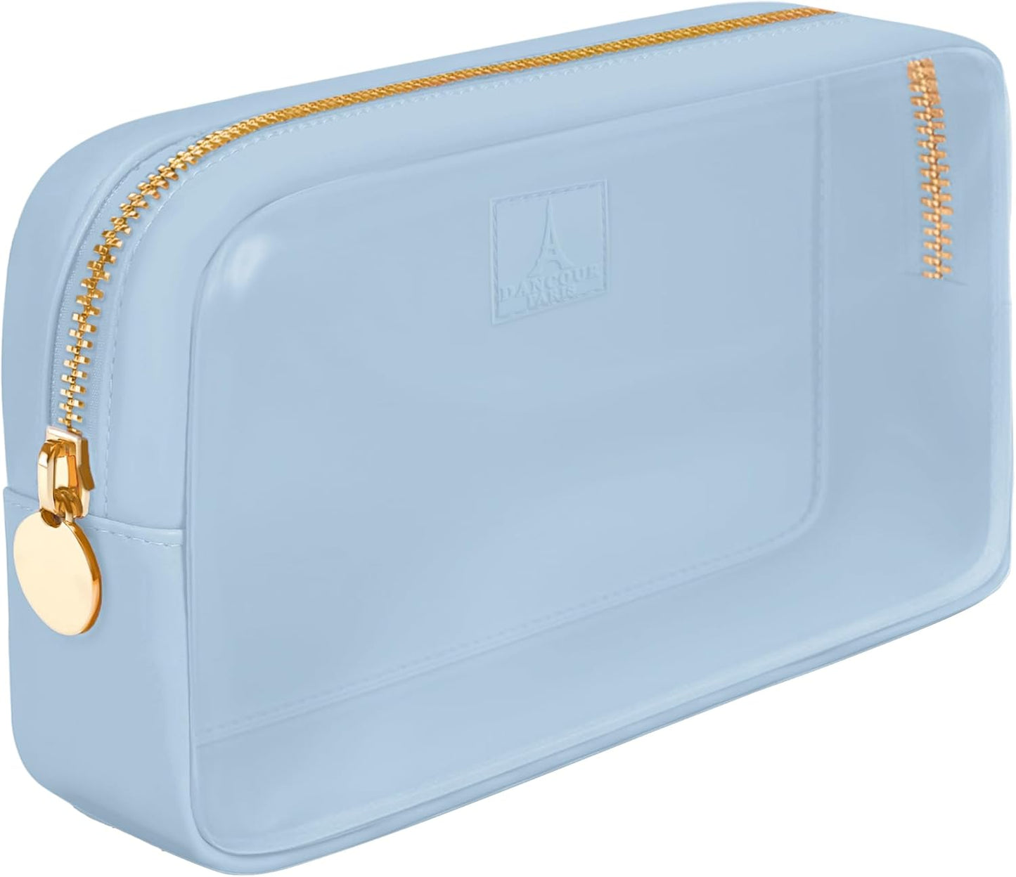 Small Clear Makeup Bag – Mini Pouch for Purse, Cosmetic Travel Case, Clear Cosmetic Bag, Light Blue