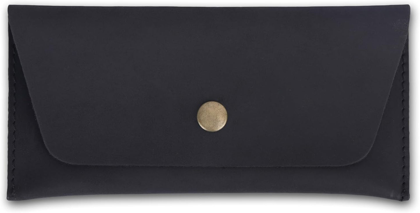 The Antiq Leather Currency Pouch Dollar Bills Organiser Handmade Travel Wallet Utility Money Pouch Cash Currency Envelope- Black