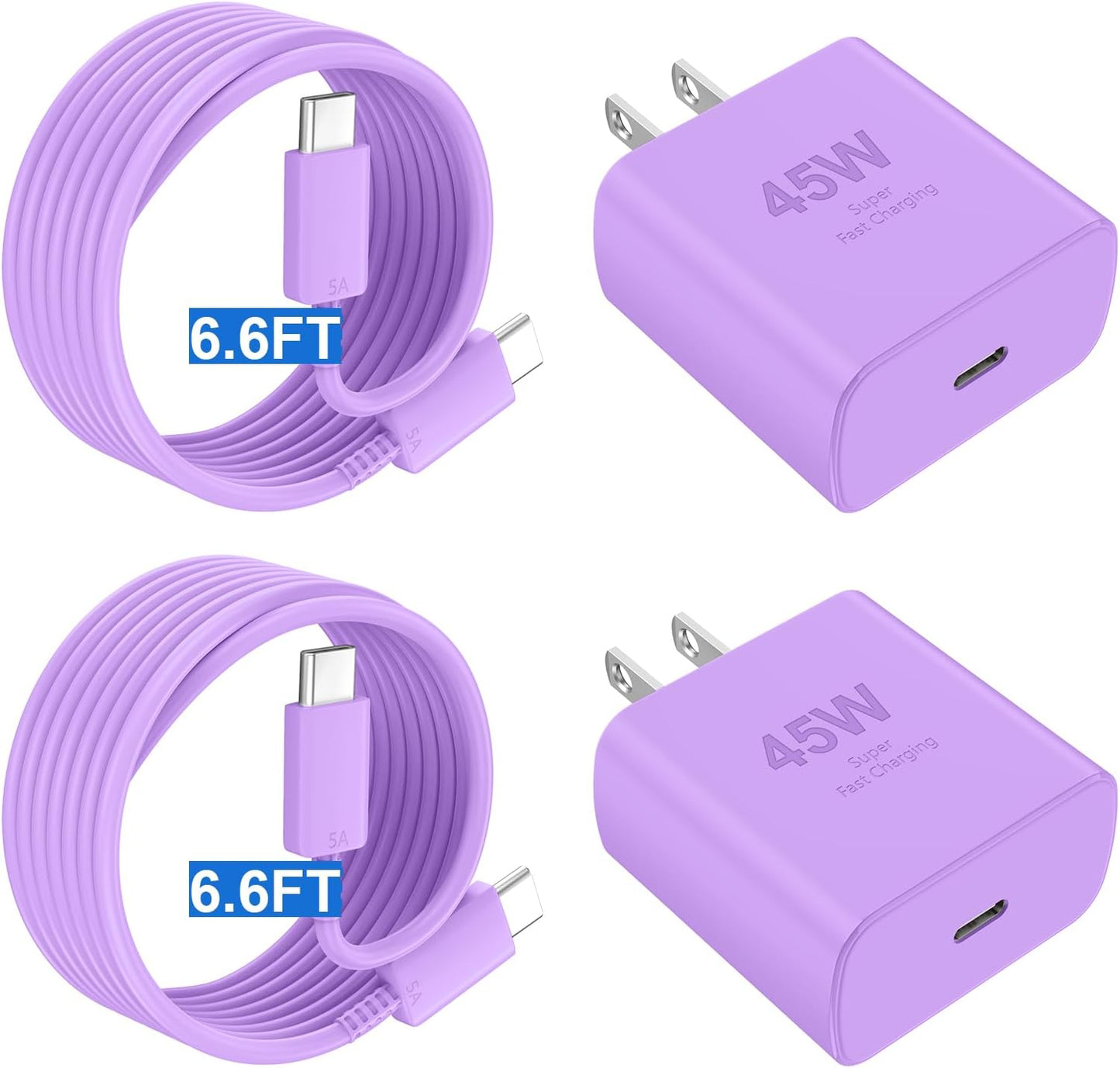 Phone 17 16 Pro Max Charger Fast Charging,45W Phone 17 Charger Type C Chargers USB C Charge Block &6.6FT Long C Charging Cables Cord for Phone 17/17 Pro/ 17 Pro Max/Air/Phone 16 15 Pro Max,Purple