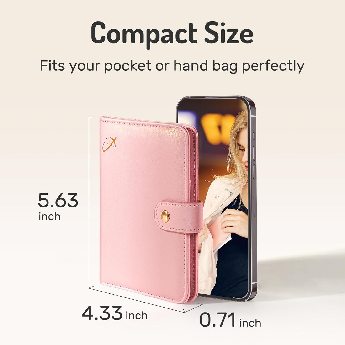 Forvencer Passport Holder Cover with Money Pocket, RFID Blocking Passport Wallet for Travel, Premium Travel Card Case, Waterproof Travel Accessories for Women, Rose Gold