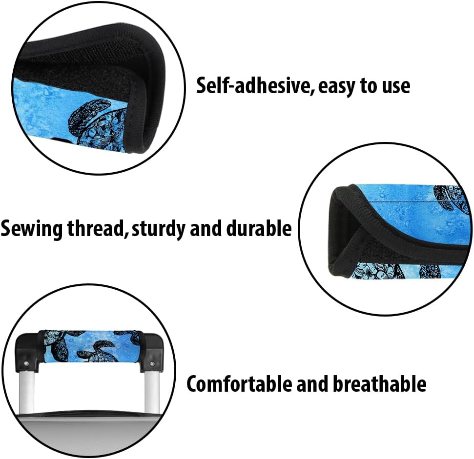 WIRESTER 1Pc Neoprene Luggage Handle Wrap Cover, Grip Luggage Identifier Accessories for Travel Bag Suitcase Luggage - Ocean Sea Turtles