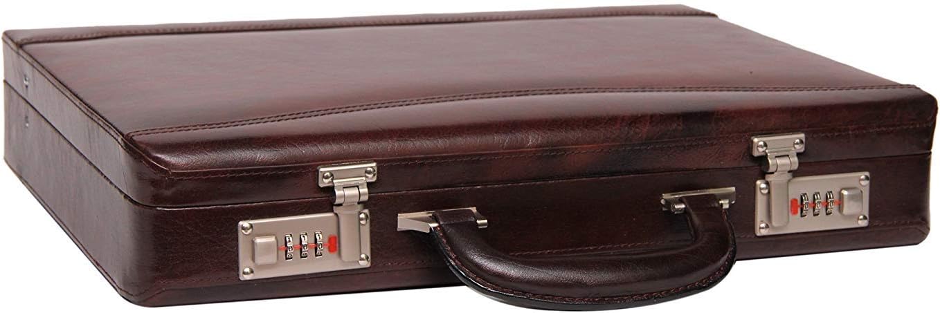 Full Grain Leather Briefcase Attache Case For Unisex Size L17xW3xH12 Inches Briefcase Bag