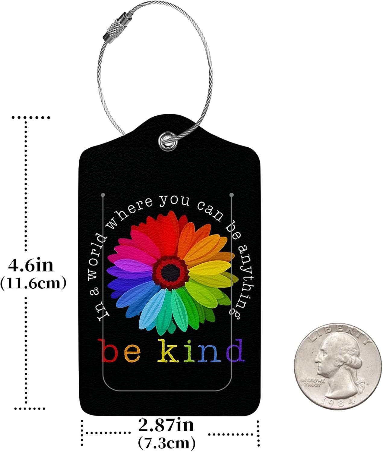 2 Pcs Luggage Tags for Suitcase, Cute Unique PU Leather Travel Bag Tag with Privacy Cover ID Label Address Card and Durable Metal Ring Suitable for Men Women Children Backpack,Sunflower
