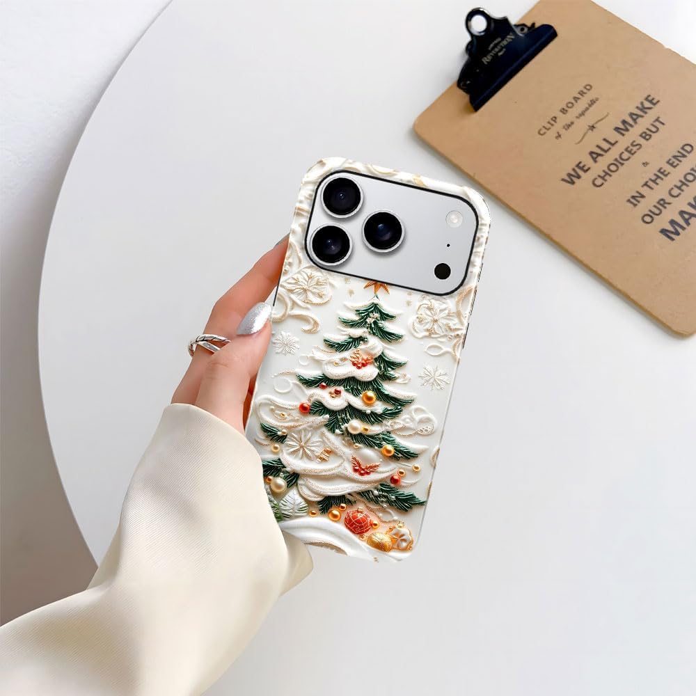 Case for iPhone 17 Pro - Slim Fit Anti-Scratch Phone Case for Girl Women - Christmas Tree Stained Glass (Glossy)