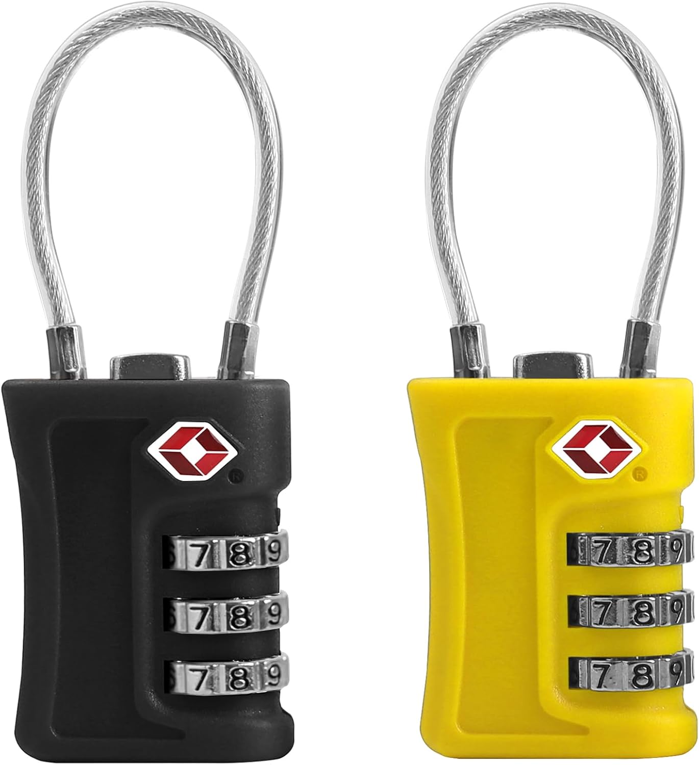 Luggage Locks TSA Approved 2 Pack, Small Padlock Combination, TSA Locks for Luggage, Travel Combo Padlock with Code, for Suitcase, Backpack Zipper, Locker, Gun Case (Black+Yellow)