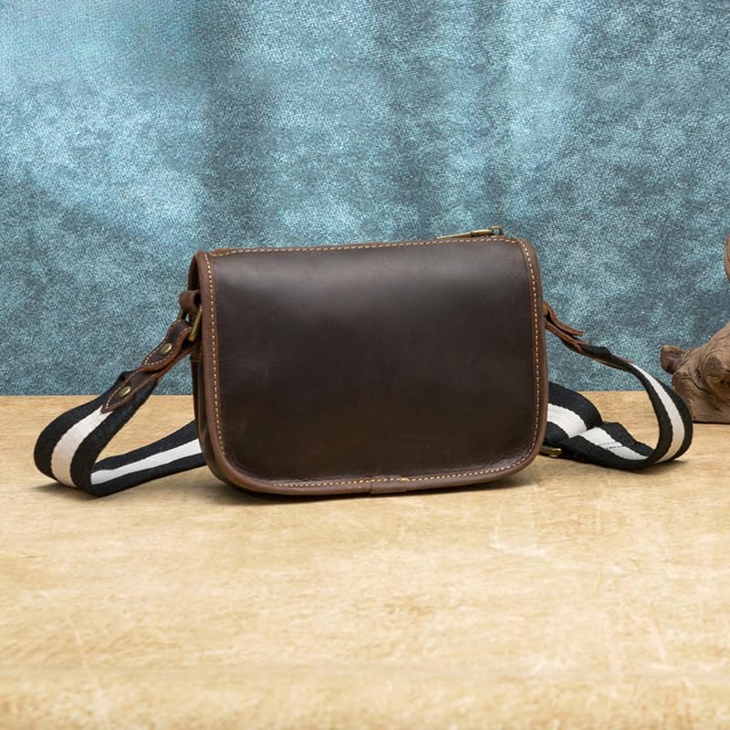 Genuine Leather Vintage Shoulder Bag Crossbody Small Messenger Bag for Men Women Casual Daily Travel Use