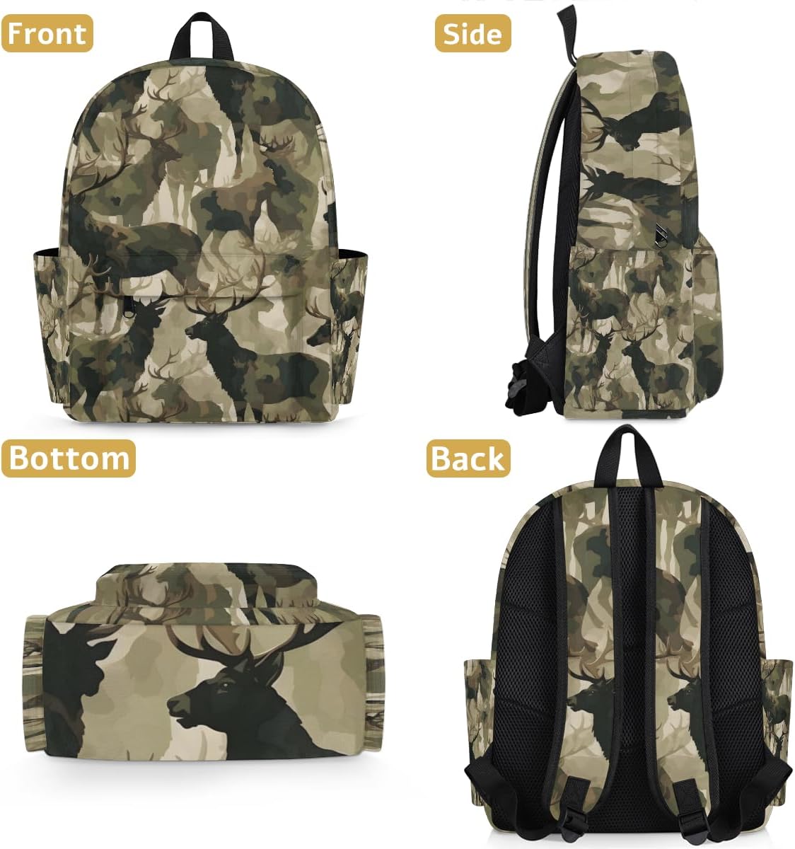 Camouflage Military Kids Backpack for Boys Girls Deer Animal Preschool Toddler Backpack Kindergarten Nursery Bookbag Travel Children Lightweight School Bag