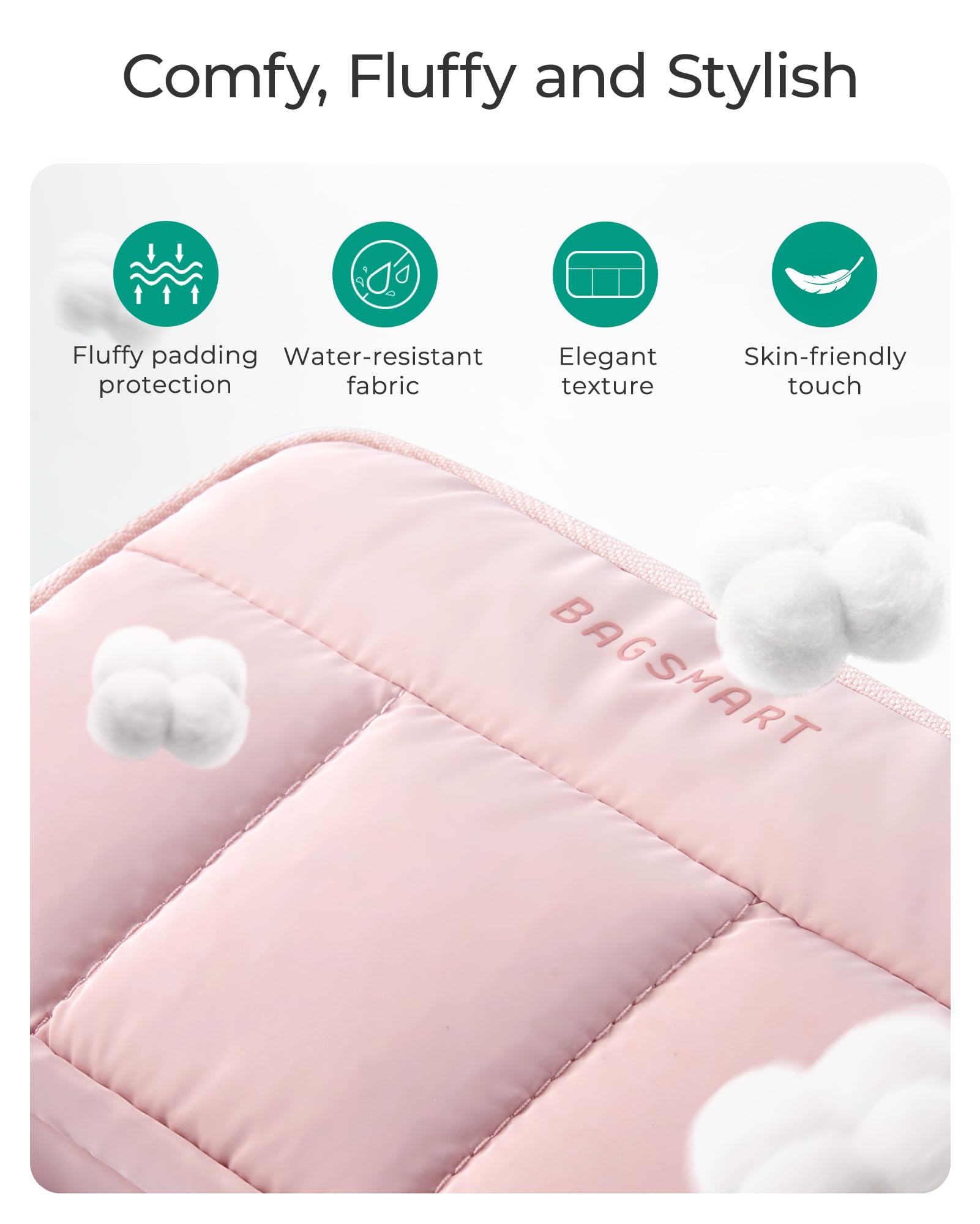 BAGSMART Electronics Organizer Travel Case for Cords Chargers Phones, Pink