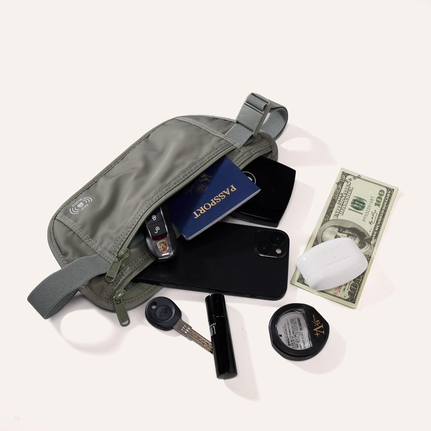 Pander RFID Blocking Travel Money Belt – Hidden Waist Pouch for Passport, Cash, Cards, Slim Belt Bag for Men and Women,