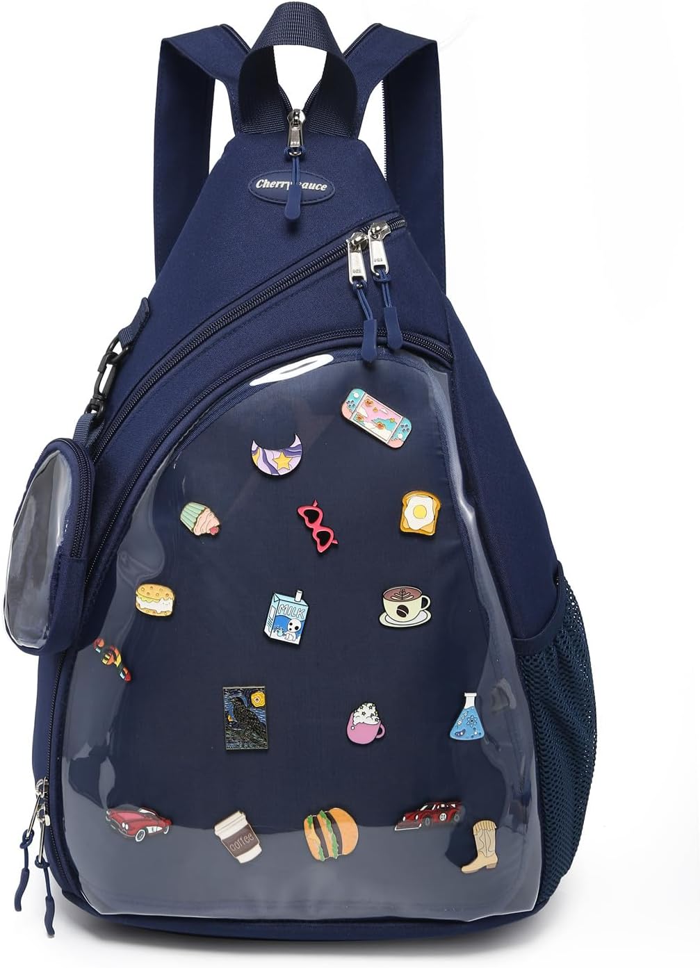 Oxford Ita Bag Kawaii Pin Display Chest Pack Single Shoulder Bag Sport Backpack Hiking Daypack, Large