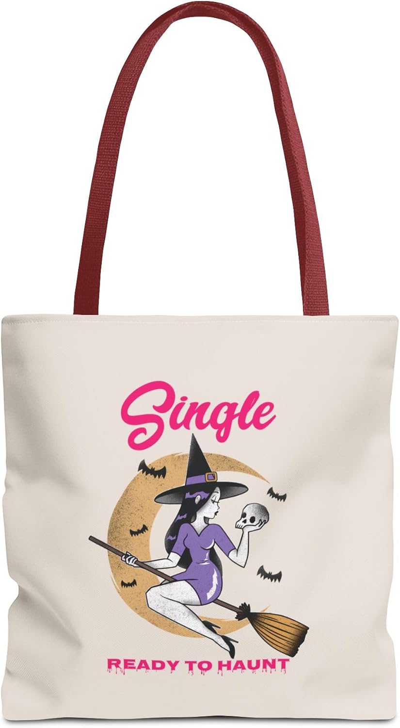 Halloween Tote Bag for Singles, Single and Ready to Haunt, Witchy Tote, Spooky Gift Bag, Fall Vibes, Breakup Gift for her
