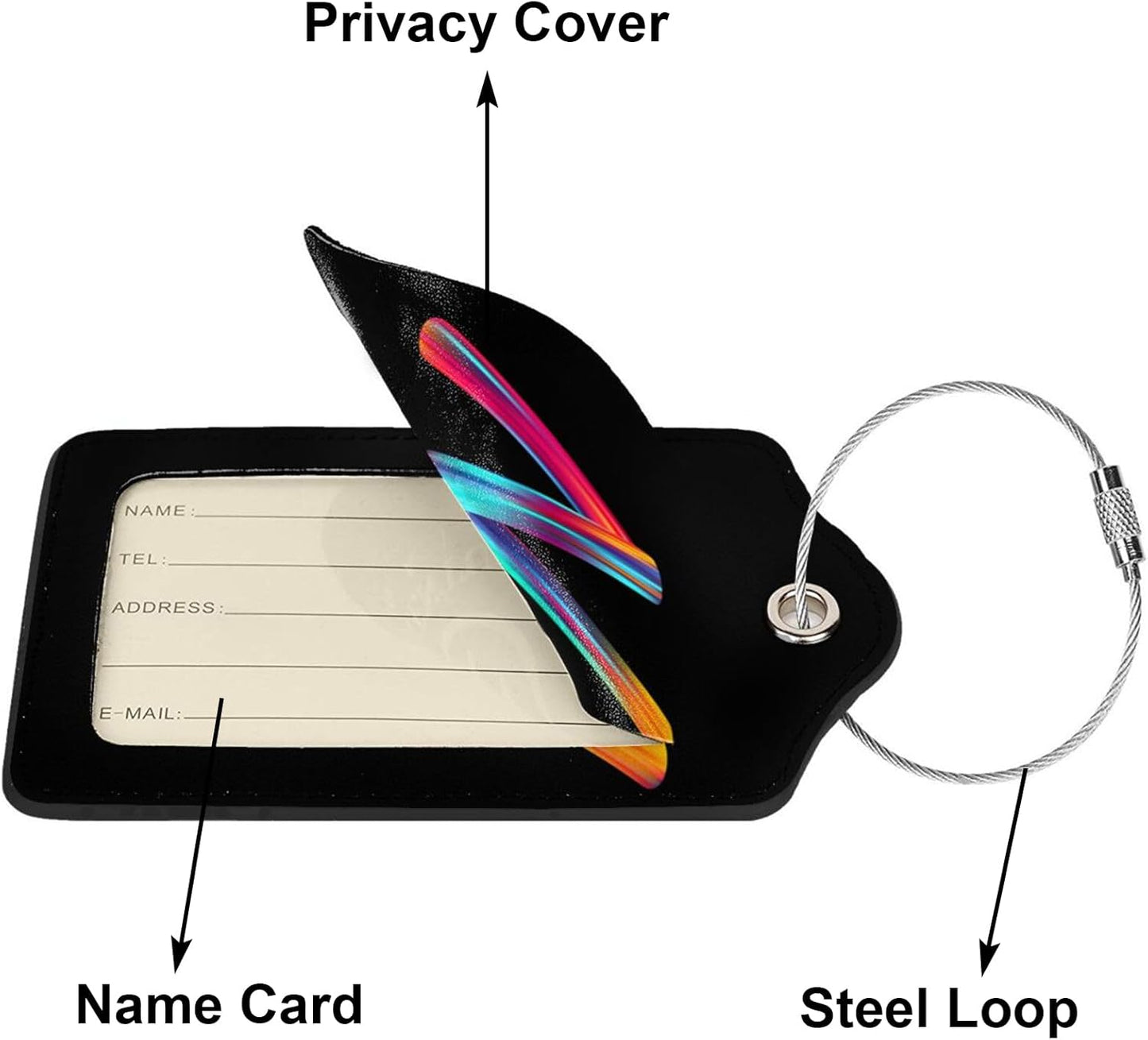 2 Pack Initial Luggage Tags for Suitcase, Colorful Letter Design Cruise Name Bag Tags, Novelty Baggage Identifiers with Full Privacy Cover, Leather ID Label for Women Men Kids Travel, Rainbow Letter N
