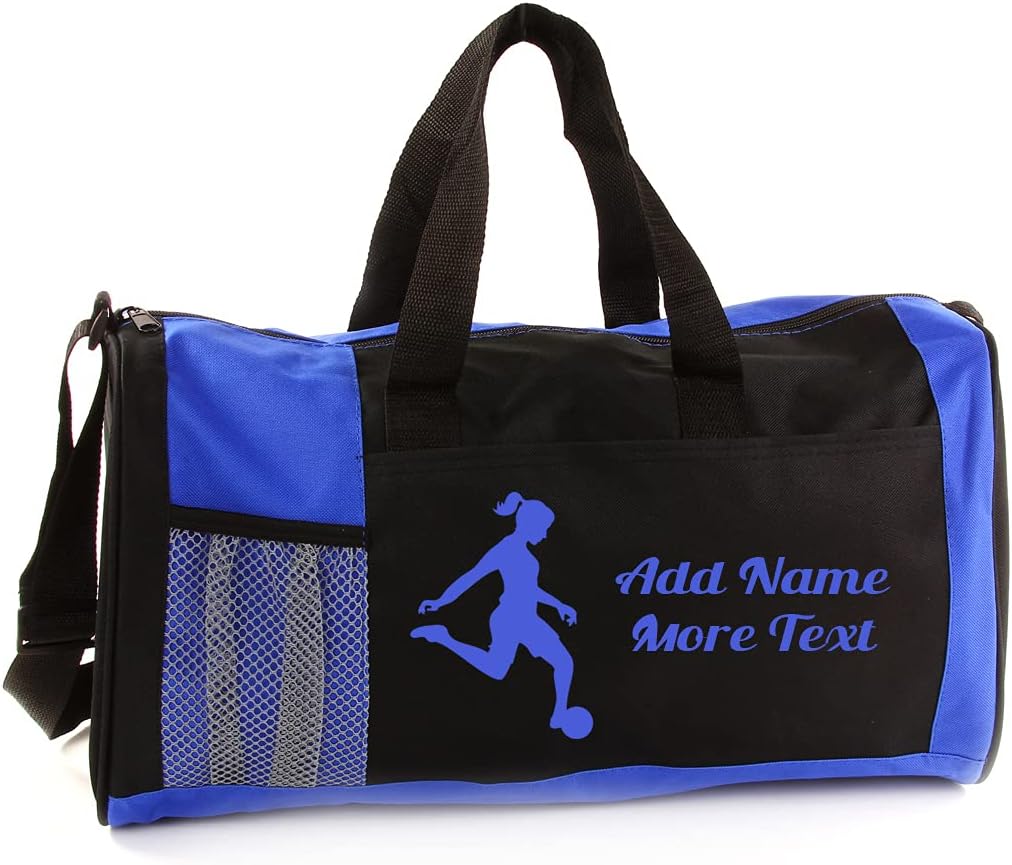 Personalized Kids 18 Inch Sport Duffel Bag With Custom Name & Text - Soccer Female