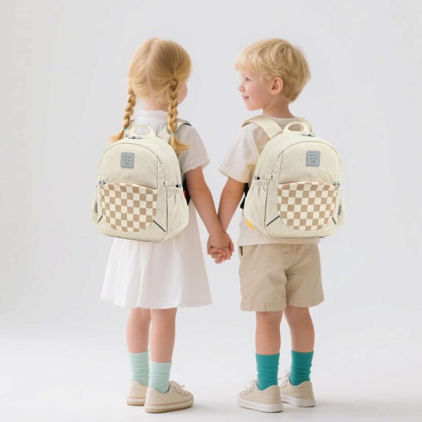 CAMTOP Toddler Backpack for Boys Girls 2-4, Kids Backpacks for Kindergarten Preschool, 12" H Small Bookbag for Daycare Travel (Beige)