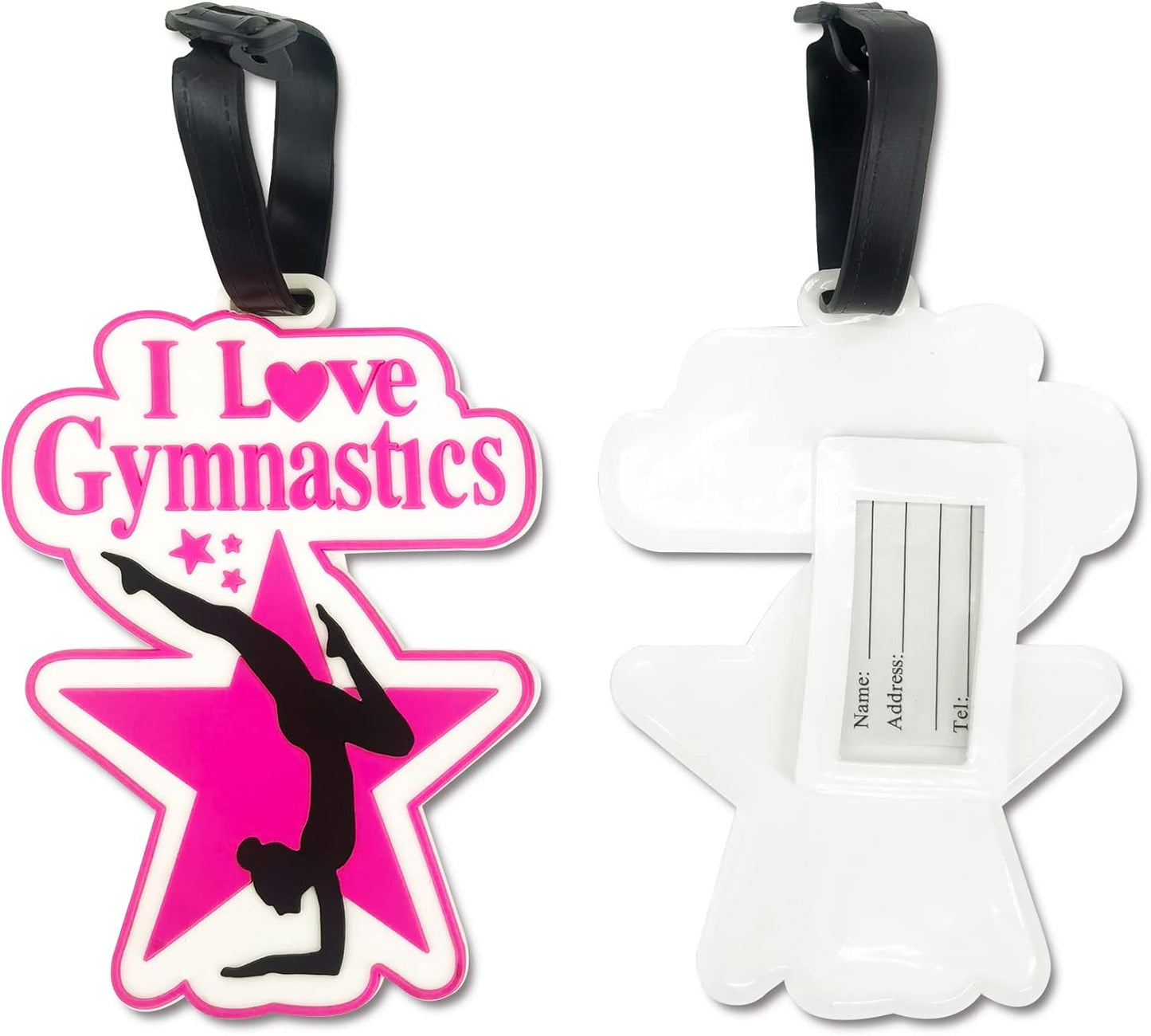 Gymnastics Luggage Tags for Suitcases 2-Pack Cute Silicone Luggage Tag with Name ID Card Funny Suitcase Label