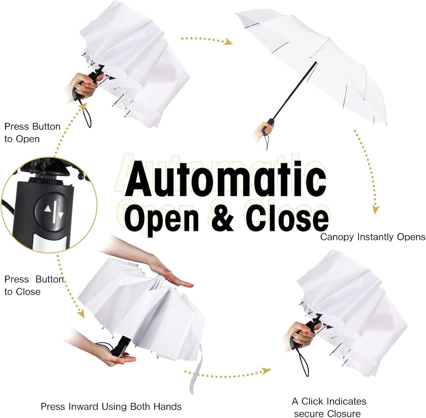 LEIFIDE 10 Pack Collapsible Wedding Umbrellas Bulk Compact Set Windproof Travel Rain Umbrellas Folding and Portable Automatic Open Close for 1-2 People, Men and Women, Guests