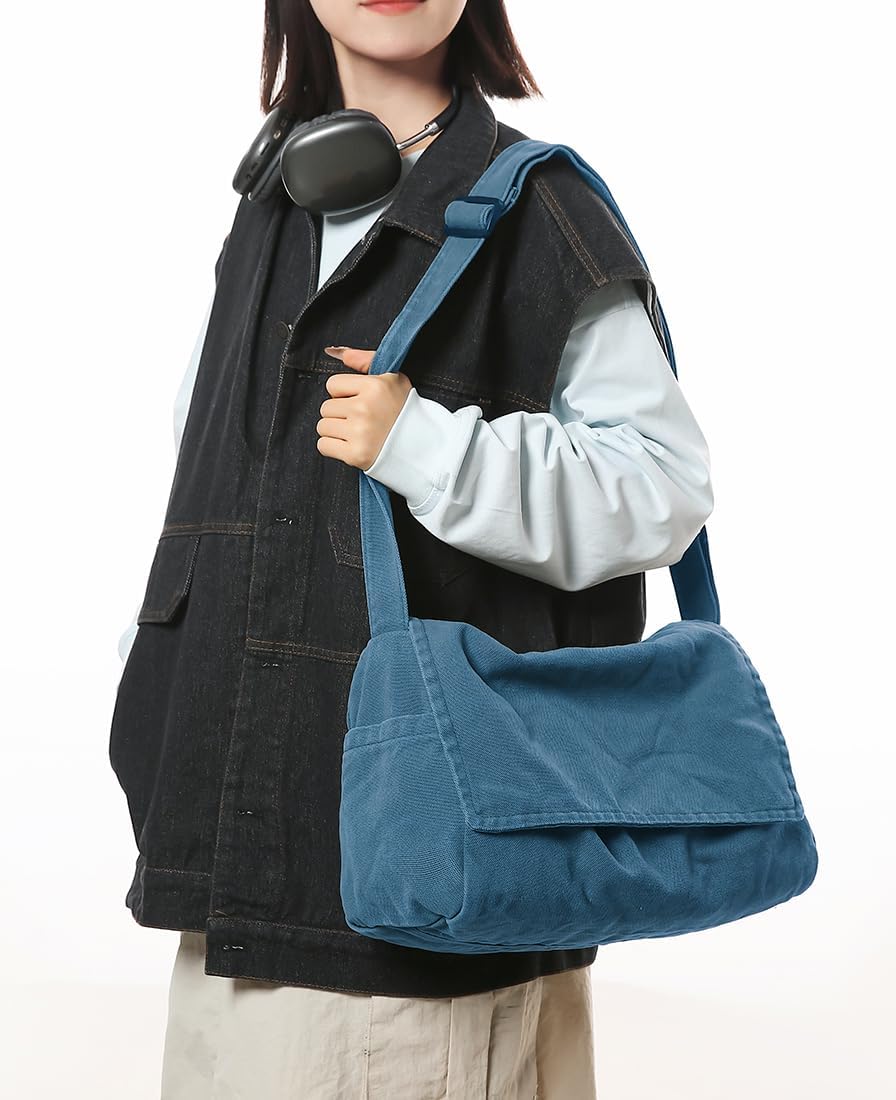 Collsants Messenger Bag for Women Men Satchel Bag Canvas Crossbody Shoulder Bag Casual Sling Bag