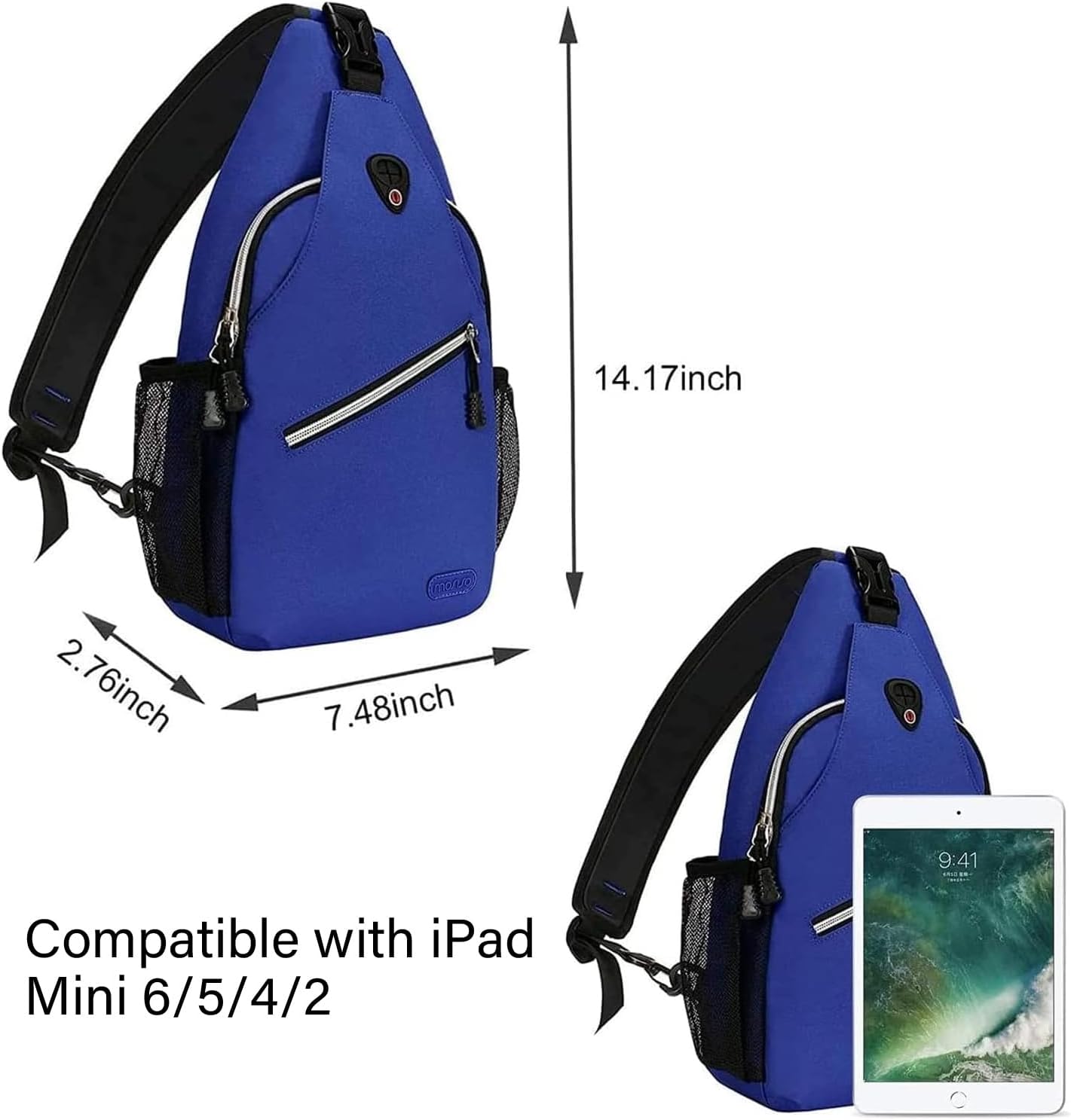 MOSISO Mini Sling Backpack,Small Hiking Daypack Travel Outdoor Casual Sports Bag, Royal Blue