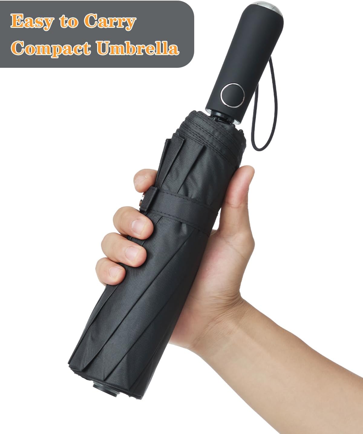 Large Double-Ribs Umbrella Automatic Folding Umbrella for Women Men, Travel, UPF 50+ UV Protection,46-Inch, 12 Ribs, Light Green