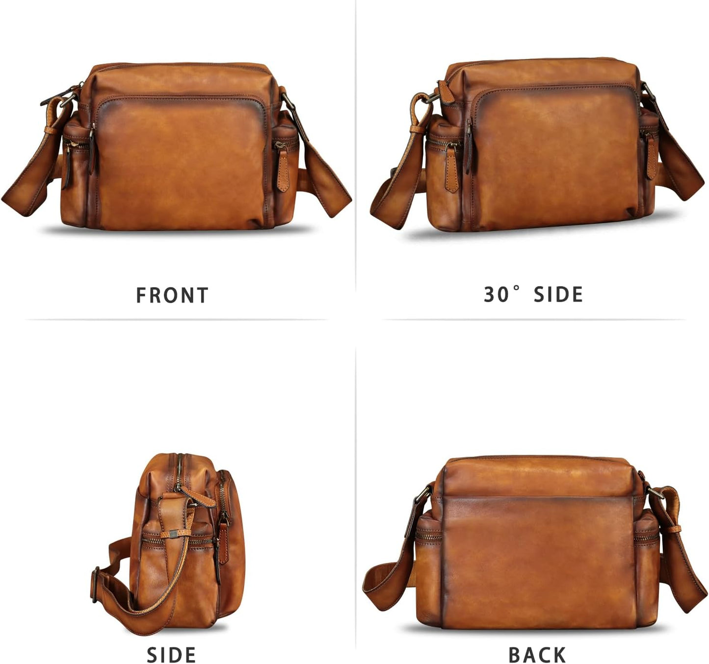 IVTG Genuine Leather Purse and Messenger Bag for Men Fashion Leather Shoulder Bag Briefcase Satchel Crossbody Bags Strap