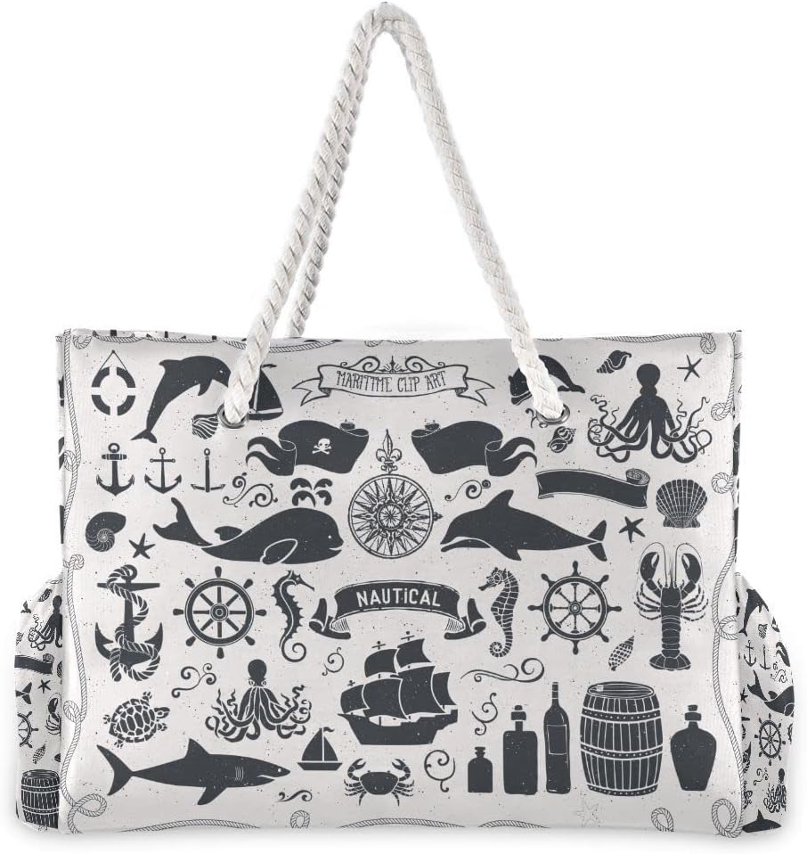 senya Large Beach Shoulder Bags Canvas Tote Water Resistant for Gym Travel Daily