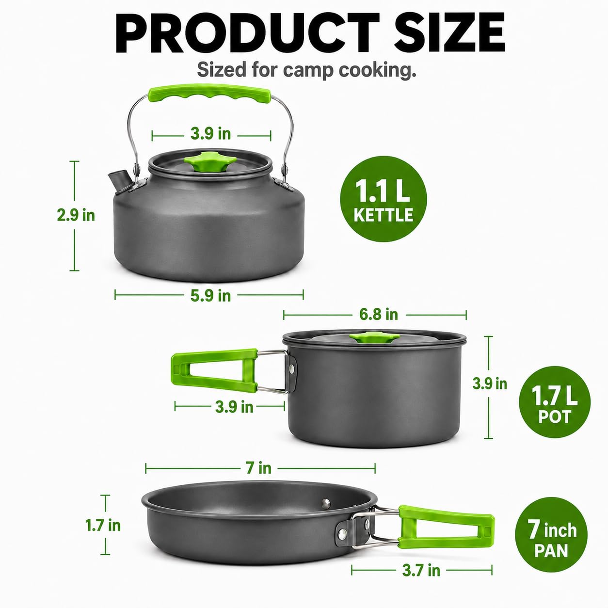 MalloMe Camping Cookware 17 pcs Mess Kit with 1.1L Kettle for Backpacking Gear – Camping Cooking