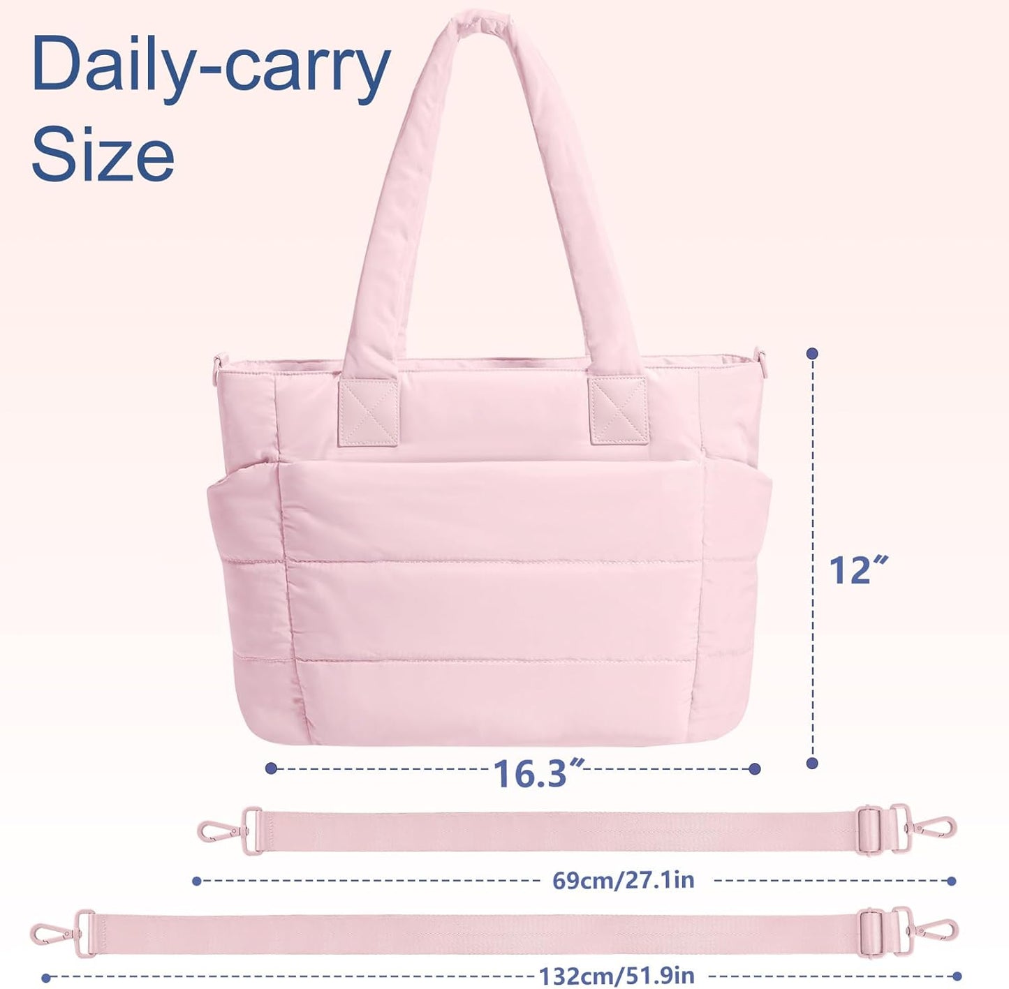Tote Bag for Women Puffer Tote Bag Large Nurse Bags Shoulder Handbag with Zipper for Work Travel