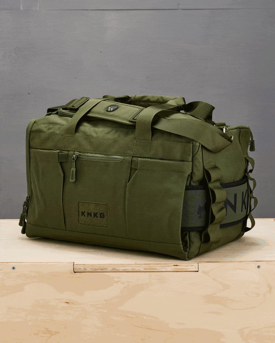 KNKG CORE Duffel Medium 35L - Gym Bag with Lifting Belt Attachment - Durable 500D Nylon, YKK Zippers - Green