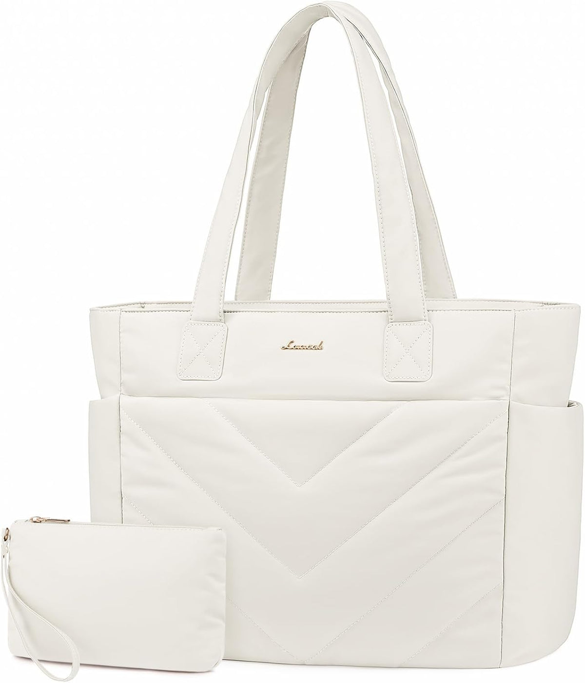 LOVEVOOK Tote Bag for Women, Puffer Work Travel Handbag with Zipper for Teacher Nurse, Quilted Cute