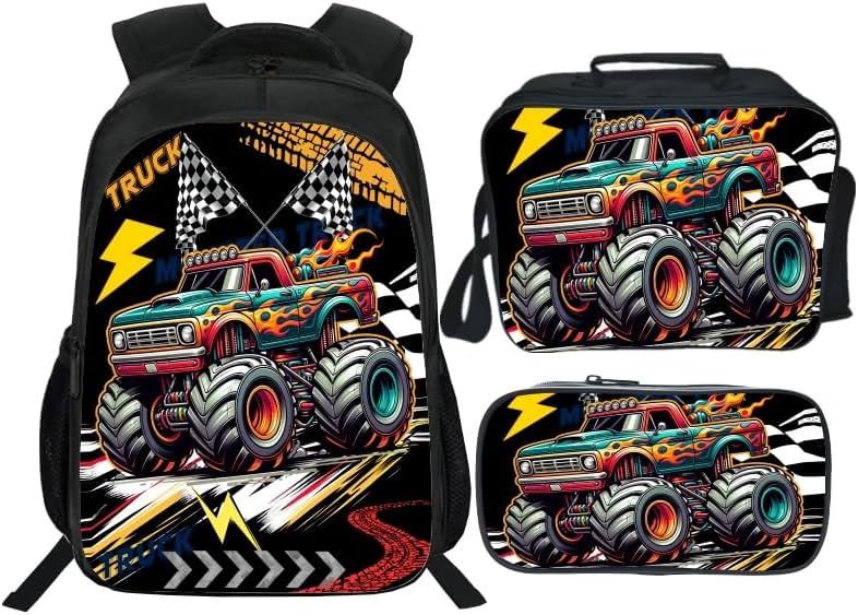 School Backpack Set for Girls Boys 3-in-1 Kids Teens Elementary Middle School Bookbag with Lunch Bag Pencil Case