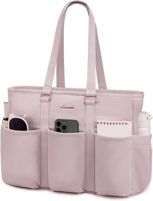 LOVEVOOK 17 Inch Laptop Tote Bag for Women Work, Teacher Tote Nurse Bag, Professional Utility Computer Bag For Work/Travel/College/Daily, Large Purse Handbag With Multi Pockets & Top Zipper