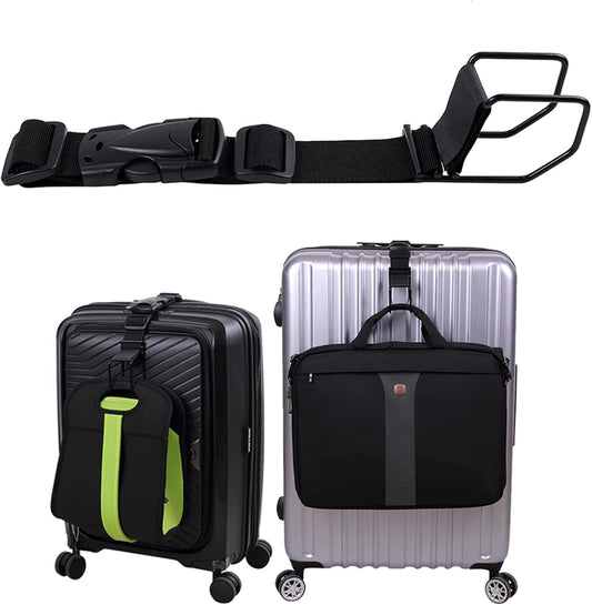 Vigorport Luggage Hook Strap,J Hook for add a Bag Luggage,Multi Adjustment Bag Strap Hook with Hands Free(Black-Large Size)