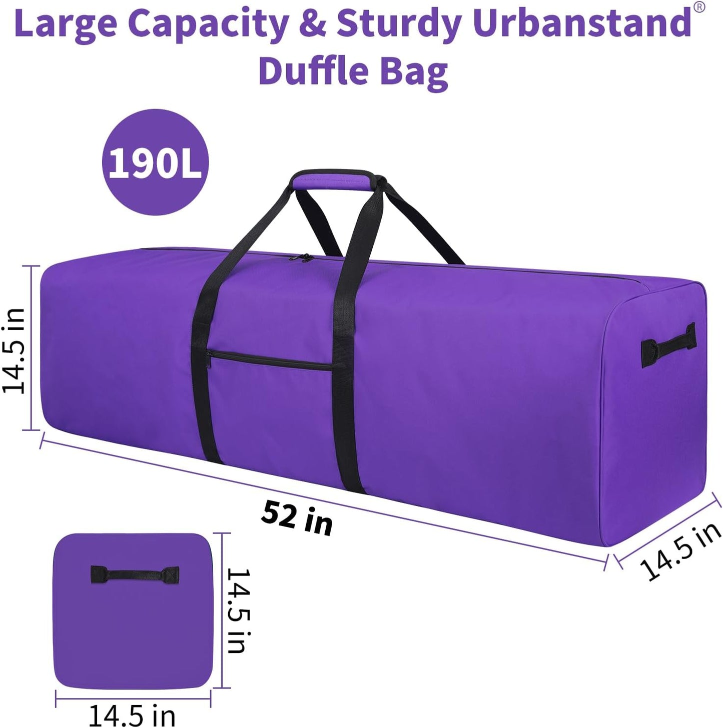 Urbanstand 52 Inch Large Duffle Bag for Travel Camping Sport Equipment Storage Bag with 2-way
