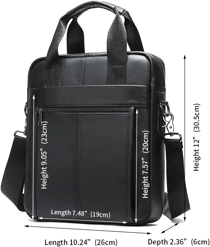 LUKZIJAES Genuine Leather Shoulder Messenger Bag for Men Adjustable Shoulders Sling Crossbody Bags